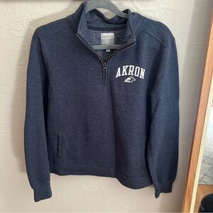 University of Akron Navy Blue Quarter-Zip Sweatshirt Sz. L